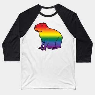 Rainbow Gradient Pride Capybara Baseball T-Shirt